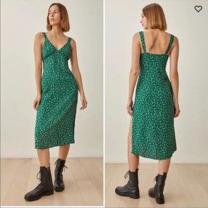 Reformation Green Floral Midi Dress